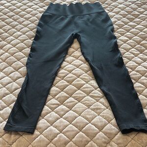 Fabletics Black Ribbed High-Waist Leggings Capri Length